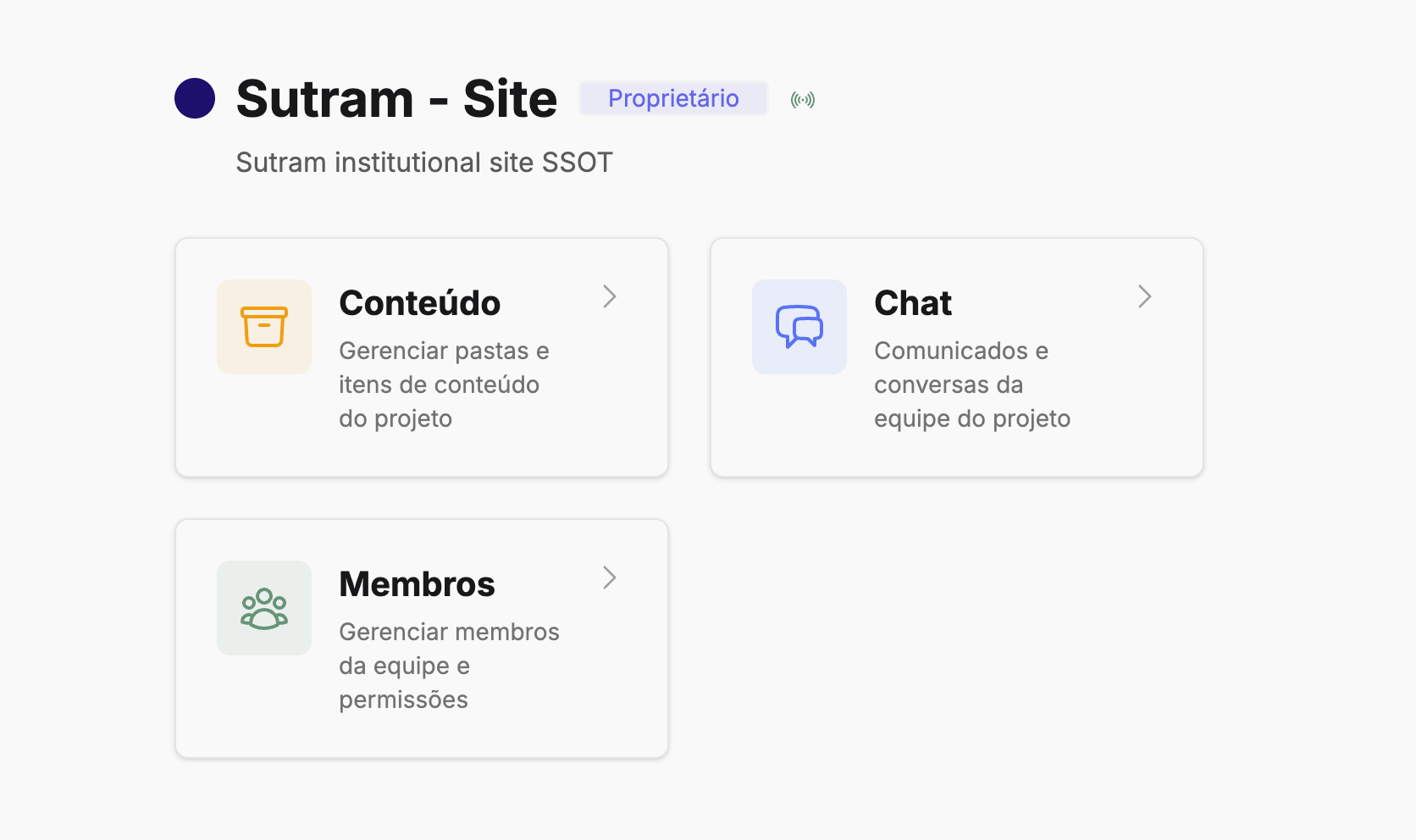 Tudo do seu projeto em um só lugar.